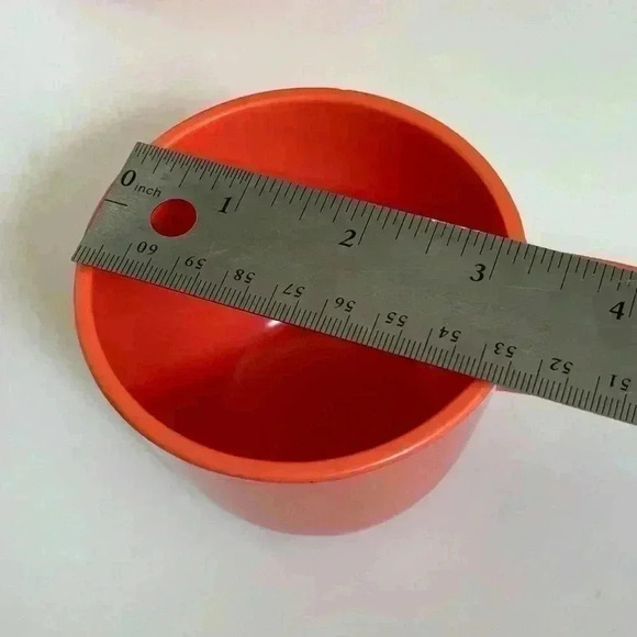 Set of 4 1970 Vanguard by Maplex Melamine coffee or tea mugs in pinky-orange - Picture 11 of 11